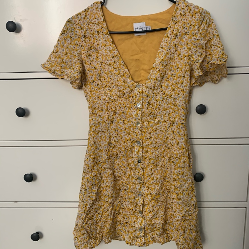 Princess Polly Same Same Floral Yellow Mini Dress